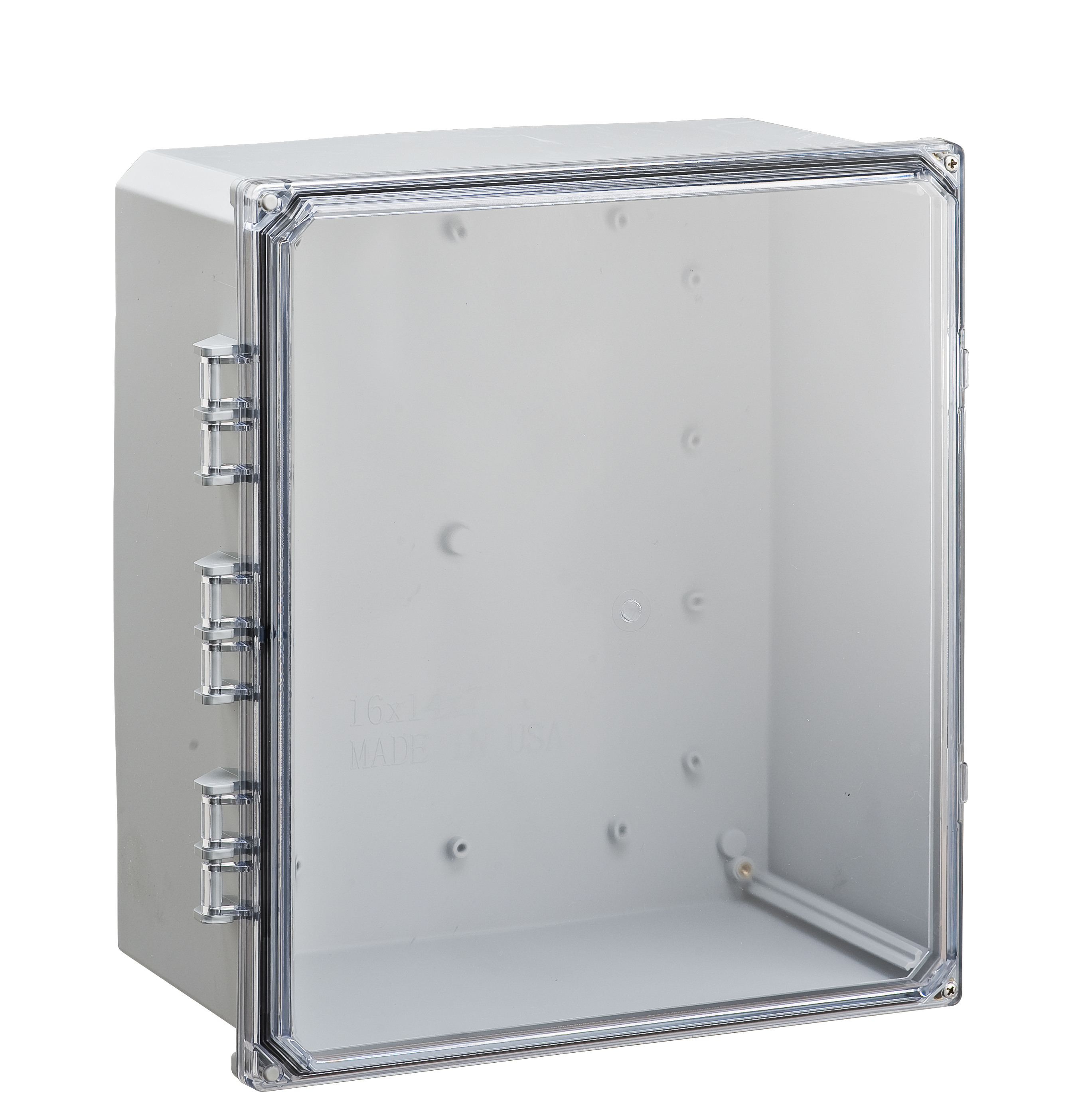 Integra Wallmount Enclosure; 14" x 12" x 6"; Polycarbonate; Transparent Cover; Hinge/Screw Connection; NEMA 6P